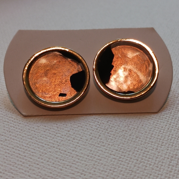 Gold and Black Earrings - Picture 3 of 5